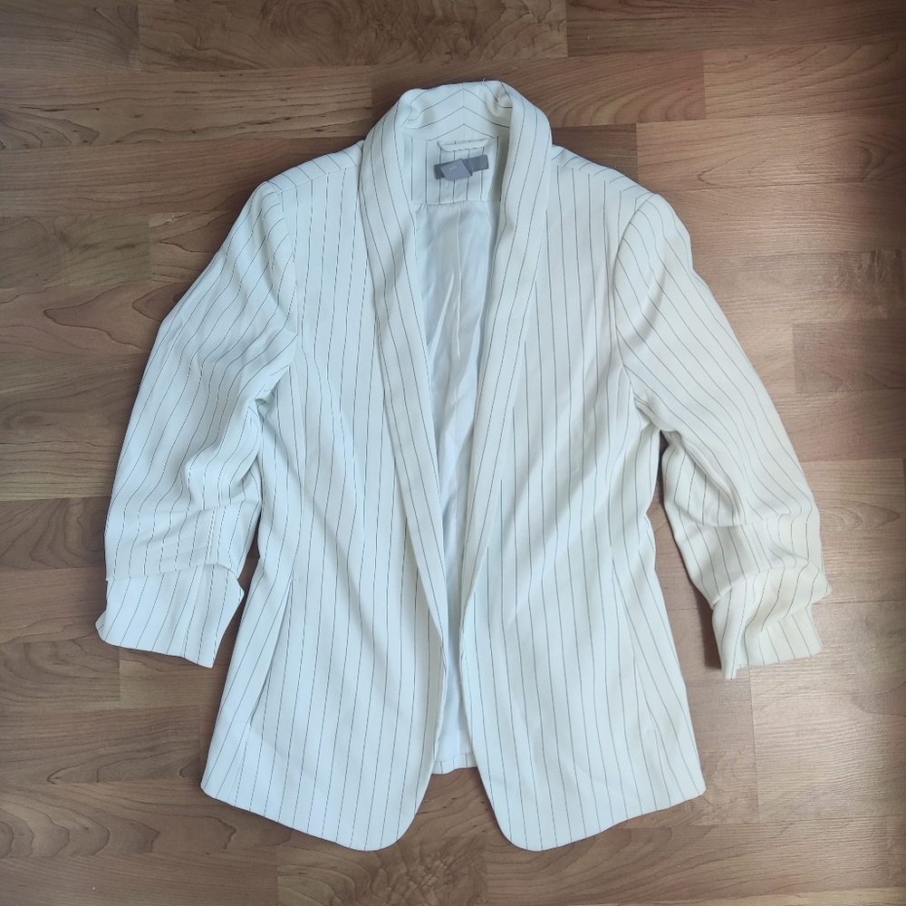 H&M White Striped Blazer